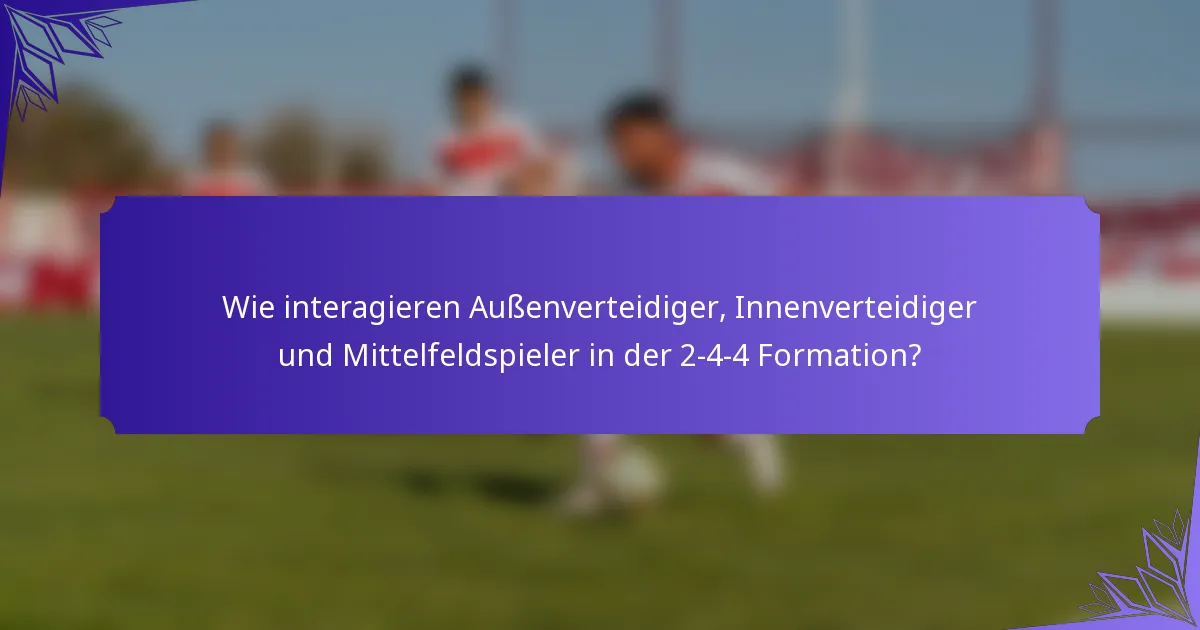 Wie interagieren Außenverteidiger, Innenverteidiger und Mittelfeldspieler in der 2-4-4 Formation?